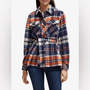 Scotch & Soda women's blue lightweight short coat with wool blend